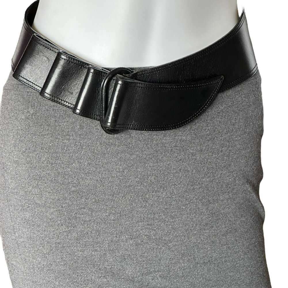 Flawless Claude Montana  Black Leather Notched Belt - Picture 7 of 8